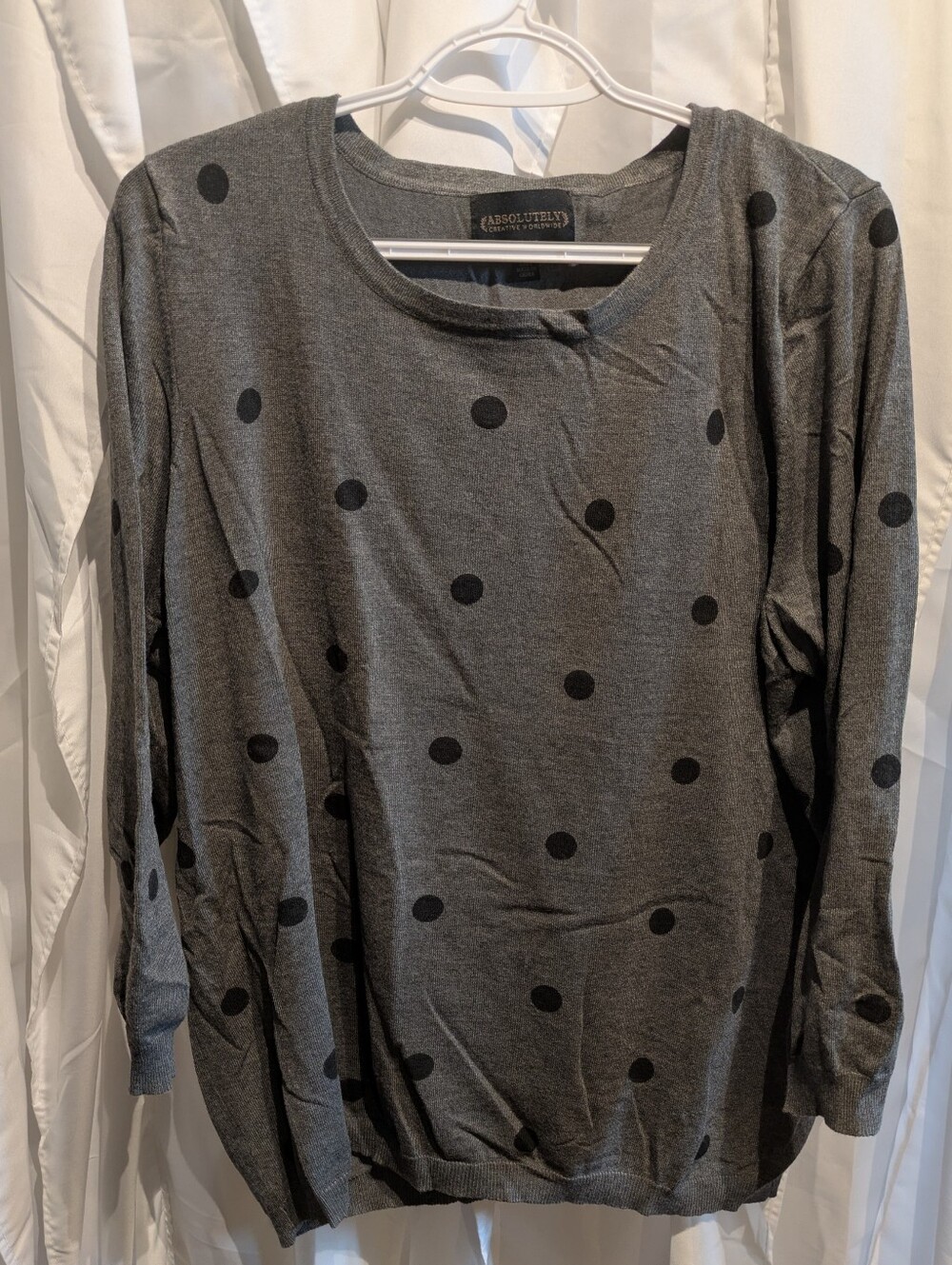 17 Absolutely Creative Worldwide Polka Dot Sweater Plus Size 2X Gray